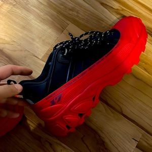 Red and navy blue Burberry sneakers